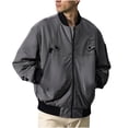 thumbnail image 1 of Mens Utility Jacket, Cardigan Style Work Jacket With Stand Collar and Zipper Pocket, For Casual Outdoor Wear, 1 of 6