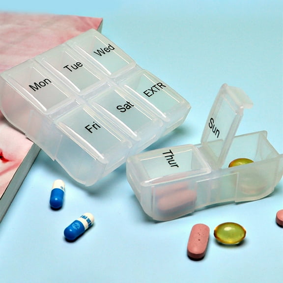 PATLOLLAV Pill Box,Weekly Travel Pill Organizer Case for Purse with Removable 7 Day Box,Portable Pill Box That Can be Split for a Week,Fashionable Pill Container for Medicine,Vitamin