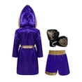 thumbnail image 1 of Moggemol Kids Girls Boys Boxer Clothes Boxing Robe And Print Shorts Gloves Set For Mma Kickboxing Purple 8, 1 of 7