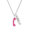thumbnail image 1 of Delight Jewelry Hot Pink Telephone Silvertone Best Friends Forever Bar Charm Necklace, 23", 1 of 4