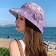 thumbnail image 3 of Hsqqdc Women Elegant Floral Bucket Hat French Style Church Wedding Tea Party Summer Cap, 3 of 7