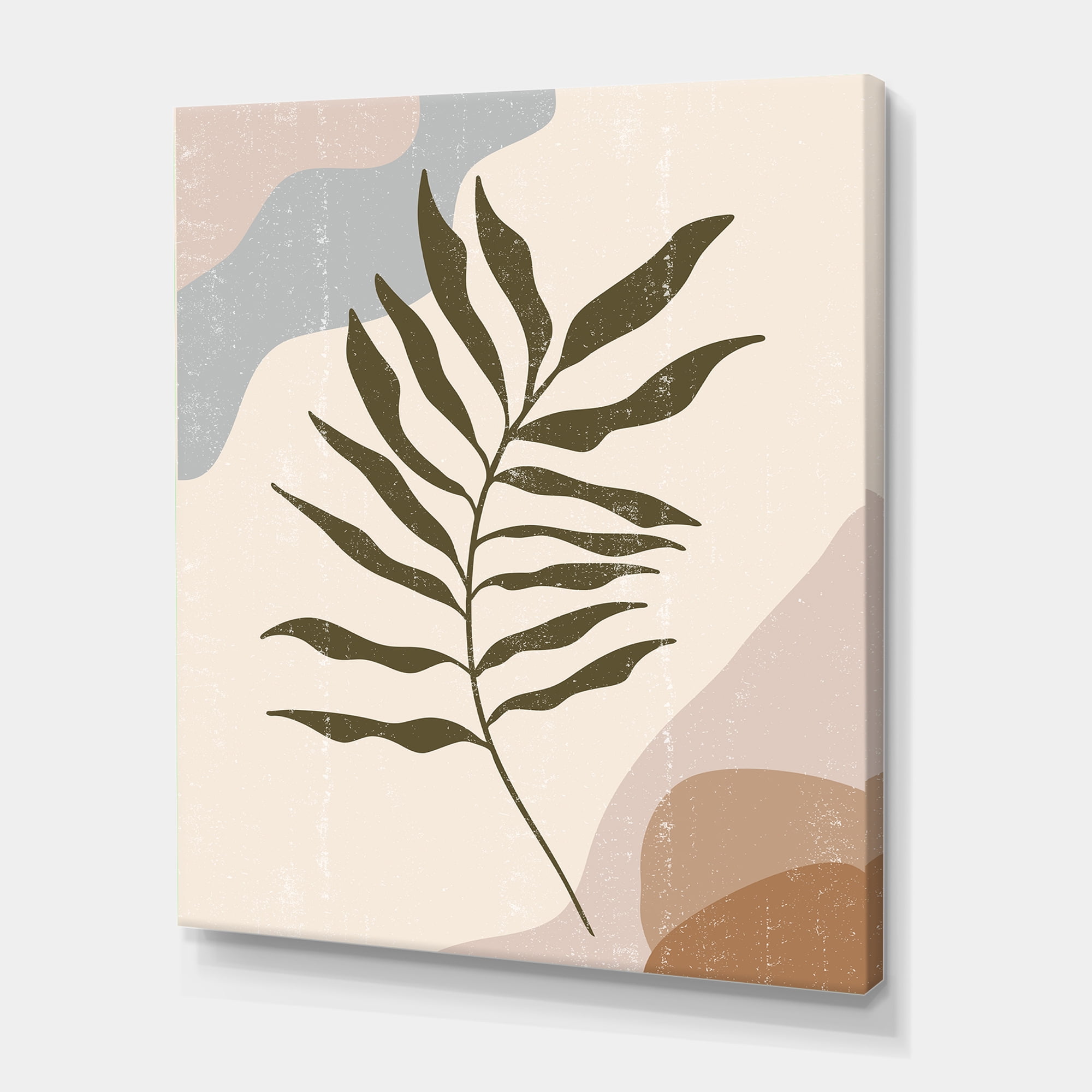 Abstract Botanical Minimalist Leaf In Earth Tones I 30 in x 40 in Painting Canvas Art Print, by Designart