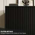 thumbnail image 4 of Wiilayok 31.5" Fluted Buffet Sideboard Cabinet with Unique Pop-up Doors & Adjustable Shelves, Modern Console Storage for Living Room, Dining Room, Kitchen, Hallway （Black）, 4 of 7