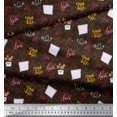 thumbnail image 2 of Soimoi Brown Rayon Fabric Heart & Love Text Print Fabric by Yard 56 Inch Wide, 2 of 5