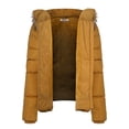 thumbnail image 4 of BodiLover, Women's, Winter Quilted Puffer Short Coat Jacket with Removable Faux Fur Hood and Zipper, Mustard, M, 4 of 4