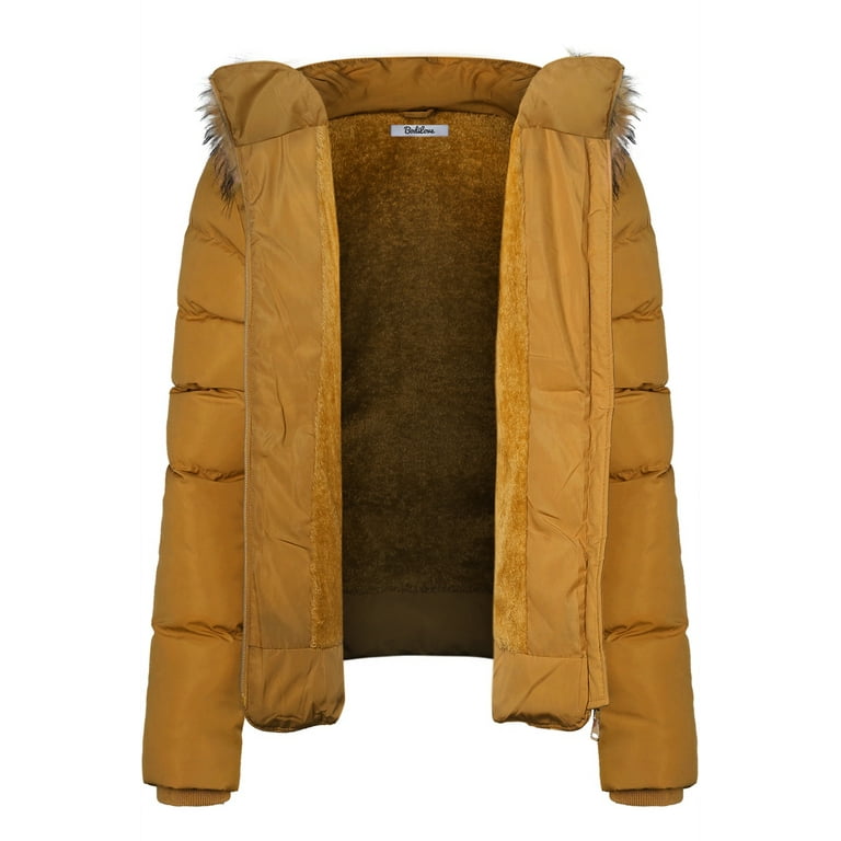 Mustard padded faux fur jacket hot sale