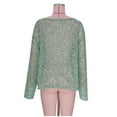 thumbnail image 5 of Womens Sequins Oversized Tops Cover Up See-through Sparkly Long Sleeve Casual Pullover Tee Shirt Party Clubwear (XL, Sky Blue), 5 of 5