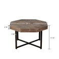thumbnail image 6 of Octagonal Coffee Table with Patchwork Top and Metal Legs - Antique Brown Farmhouse Style, 6 of 10