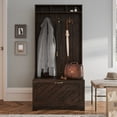 thumbnail image 3 of BELLEZE Entryway Hall Tree, Coat Rack, Storage Bench, 3-in-1 Design, Freestanding Shoe Rack - Hilo (Espresso), 3 of 7