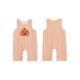 thumbnail image 2 of BemeyourBBs Baby Boys Jumpsuit, Sleeveless Stripes Embroidery Pumpkin/Ghost Romper, 2 of 9