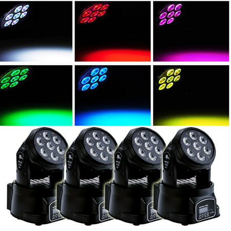 Ktaxon 4 Packages Stage Lighting Moving Head Light 7x10W RGBW DMX-512 LED with 4 Control Modes for DJ KTV Disco Party Ballroom