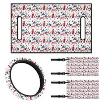 XYZCANDO Golf Print 4 PCS Golf Cart Seat Covers Golf Cart Steering Wheel Covers 2PCS Golf Cart Flag Easy to Install Club Car Seat Covers Steering Wheel Cover Mini Flags Suitable for All Weather White