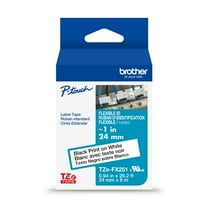 Brother P-touch TZeFX251 Black Print on White Label Tape, 1in (24mm) x 26.2ft (8m) Laminated, 1-Piece
