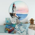 thumbnail image 2 of Designart 'A Lighthouse On A Rock Shore At Dawn' Nautical & Coastal Circle Metal Wall Art 29x29 - Disc of 29, 2 of 5