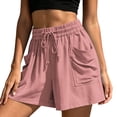 thumbnail image 2 of Bloomae Womens Elastic Waist Wide Leg Shorts Lightweight Drawstring Casual Lounge Short Pants Loose Comfy Summer Beach Vacation Shorts with Pockets, 2 of 10