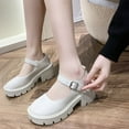 thumbnail image 5 of GEZHEN Women's Mary Jane Shoes Thick Sole Bow Pearl Decoration Gothic Sweet Looking Platform Leather Decoration Non Slip Low Top Platform Shoes, 5 of 8