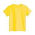 thumbnail image 2 of MIXUE Toddler Girls Tops & T-Shirts Solid Color Crew Neck Short Sleeve Loose Fashion Tops Outwear,Yellow,6-7 Years, 2 of 4