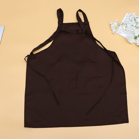 WRITWAA Serving Apron in Coffee Color with Waist Ties and Pocket for Kitchen Use