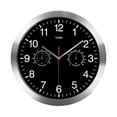thumbnail image 1 of Silent Analog Wall Clock with Hygrometer Thermometer, Retro Silver Bezel Ivory Dial for Indoor/Outdoor Use, 1 of 5