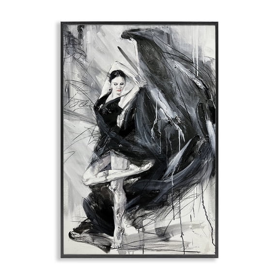 Stupell Industries Contemporary Elegant Dancer Abstract Black Framed Giclee Art, 12 x 18, by Lucille Lee