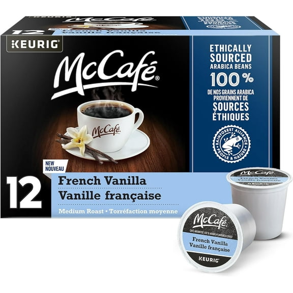 McCafe French Vanilla Medium Roast Coffee, Recyclable K-Cup Pods, 12 Count {Imported from Canada}