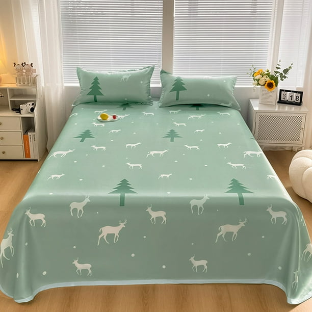 Juegos de cubrecamas y colchas Juego de cama de seda de hielo de tres piezas Sábanas suaves y transpirables Sábanas y fundas de almohada de seda lujosas Patrones realistas e interesantes Combinación d