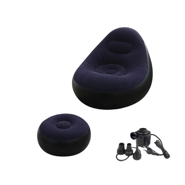 JJBV Inflatable With Flocking Comfortable Adult Inflatable Vinyl Folding Recliner/air Mattress With Footstool And Air Suitable For Indoor And Outdoor Living
