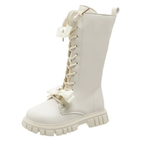 

Celiean Autumn And Winter New Children s Short Boots British Style Children s Leather Boots Plus Velvet Girls Second Cotton Boots Beige 8-9Y