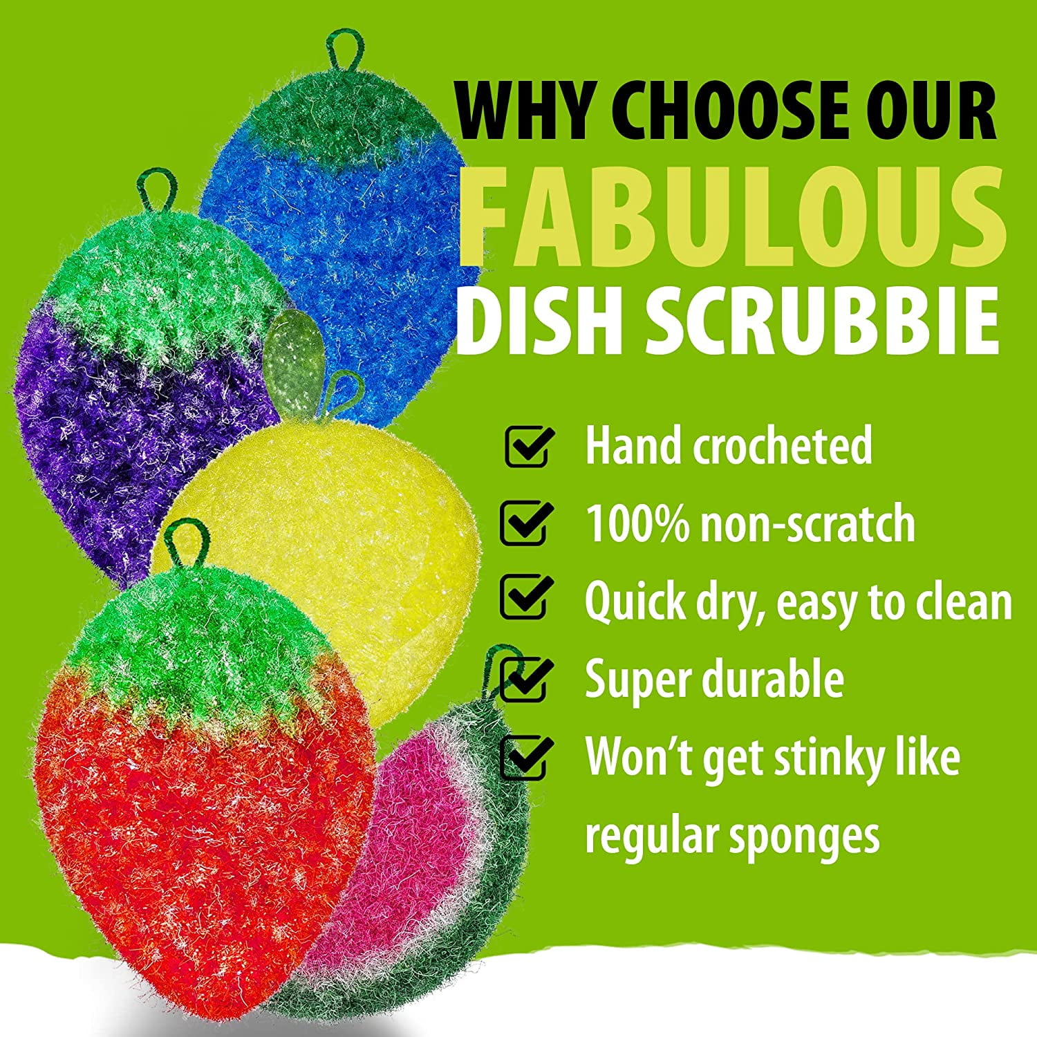 Dish Scrubbie Durable Dish Scrubber (5 Pc) – Long Lasting, Non-Scratch,  Odorless and Reusable Kitchen Scrubber - All Purpose Scrubber for  Dishwashing