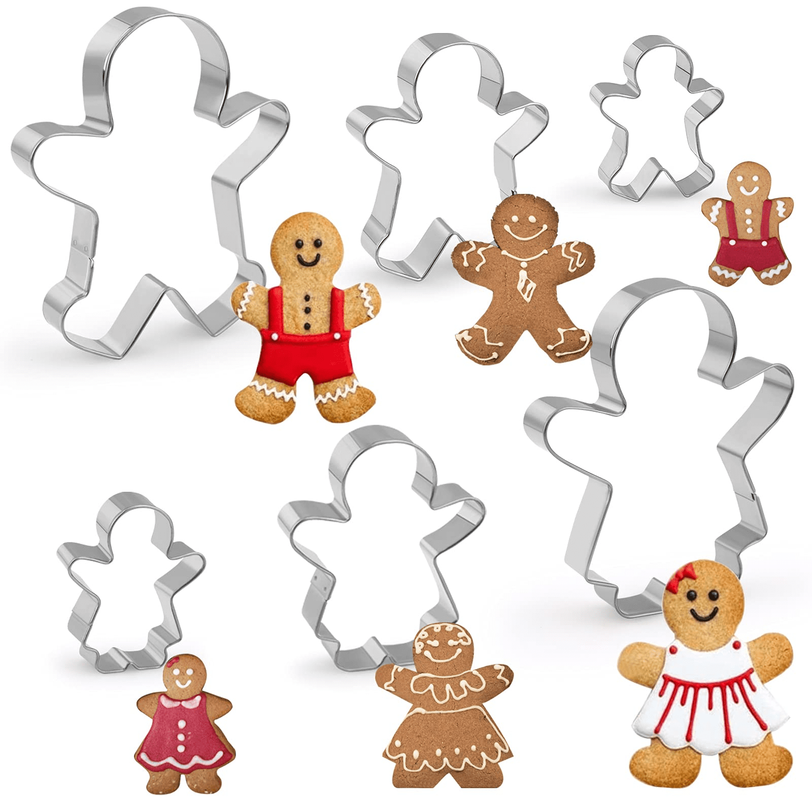 Funny Gingerbread Man Cookie Cutters, Boy and Girl Cookie Cutter Set