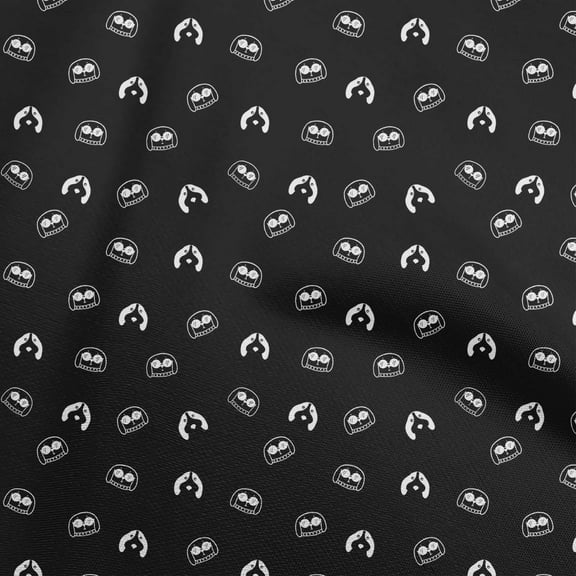 oneOone Polyester Spandex Black Fabric Retro Dog Faces Quilting Supplies Print Sewing Fabric By The Yard 56 Inch Wide