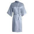 thumbnail image 4 of Women's Satin Kimono Robe Luxe Bridal Dressing Gown Soft Bathrobe Elegant V Neck Silk Kimono with Adjustable Belt for Spa Wedding, 4 of 5