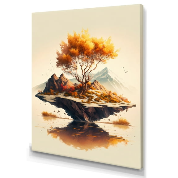 Designart Bright Bonsai Tree On Rock I Canvas Wall Art