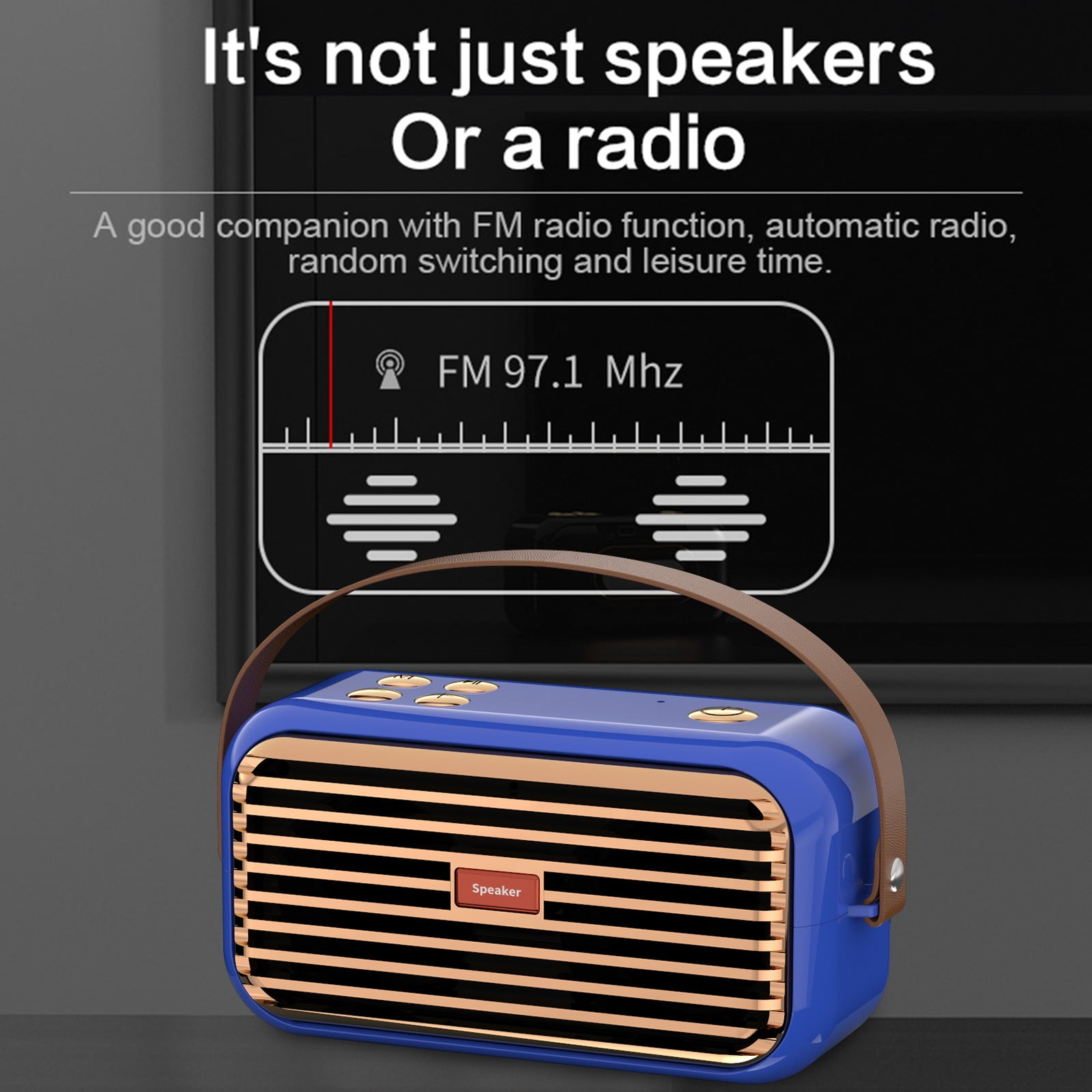 LACKUST Bluetooth Speaker Outdoor Portable Bluetooth Stereo Radio Wireless Handheld Support,Blue
