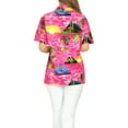 thumbnail image 5 of HAPPY BAY Women's Button Down Blouses Summer Beach Party Blouses Shirt Tropical Blouse Short Sleeve Button up Shirts Hawaiian Dresses for Women L Island View, Autumn Pink, 5 of 5