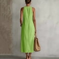 thumbnail image 5 of Ovbmpzd Shift Womens Summer Dresses Long Tea-Length Green Maxi Dresses Crew Neck Casual Sleeveless Dresses Dresses,XXXL, 5 of 5