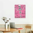 thumbnail image 2 of ARISTURING Quirky Skeleton Music Canvas Wall Art, Peach Dance Illustration, Fun Seasonal Decor for Living Room, Bedroom, Halloween 16x20 in, 2 of 5