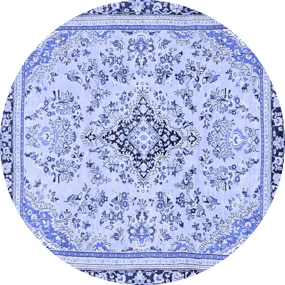 Ahgly Company Indoor Round Abstract Blue Modern Area Rugs, 4' Round