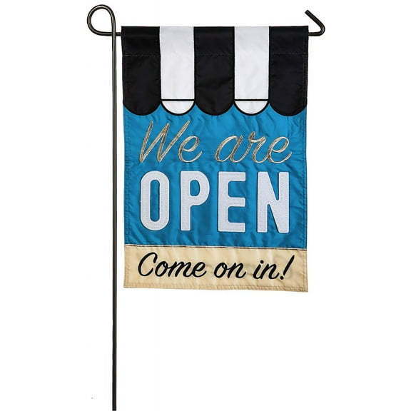 Evergreen We Are Open Garden Applique Flag 12.5 x 18 Inches Indoor Outdoor Decor