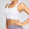 thumbnail image 4 of XWSHYW Women's Zip Front Closure Sports Bra - Seamless Wirefree Post Zipper Padded Racerback Workout Gym Yoga Bras White S, 4 of 5