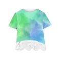 thumbnail image 3 of Annhoo Summer T Shirts for Girls Trendy Gradient Color Short Sleeve Tees Kids Lace Trim Crewneck Dressy Blouses, 3 of 4