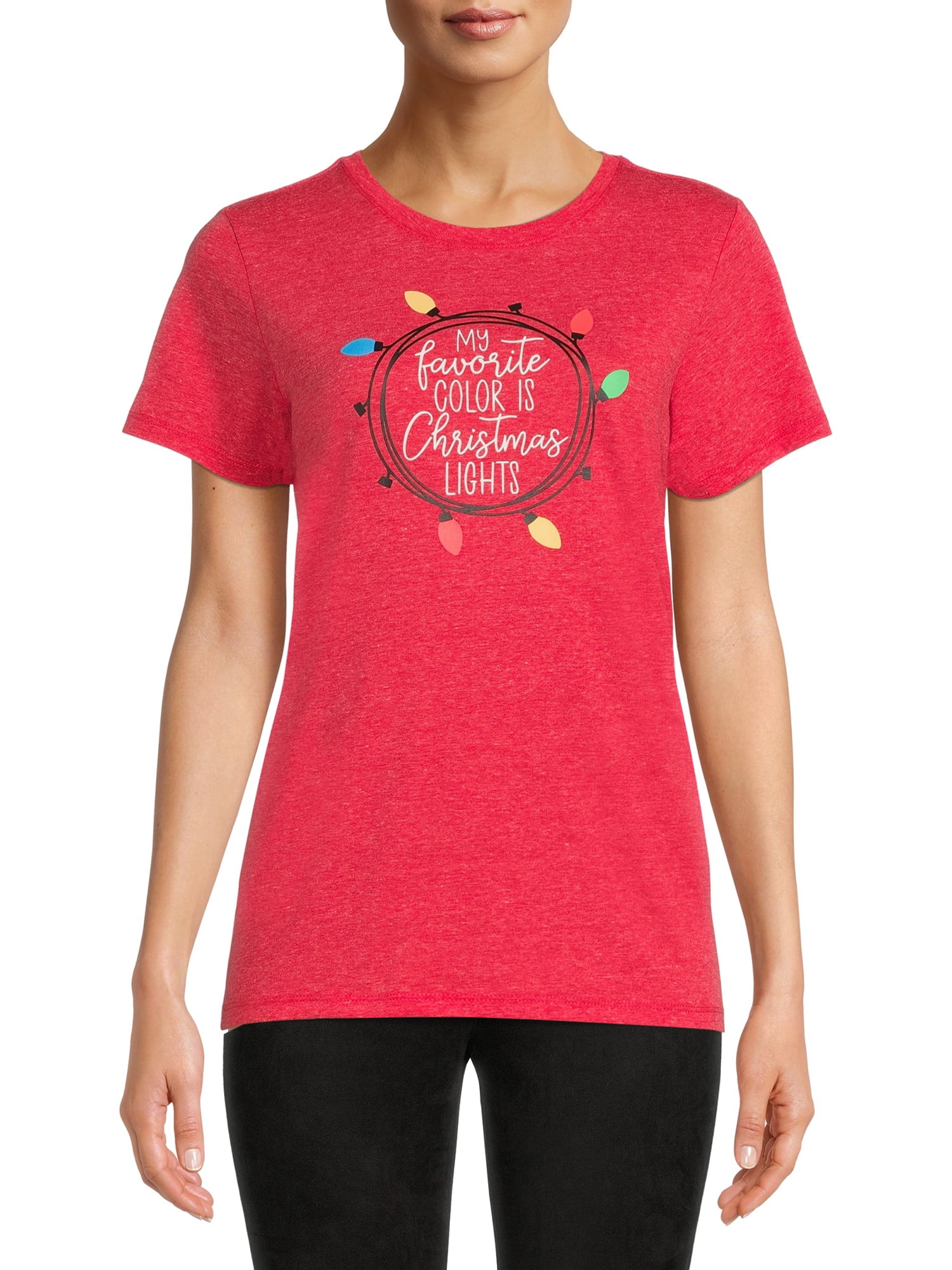 WAY TO CELEBRATE! Way To Celebrate Women's Christmas Lights Graphic T-Shirt