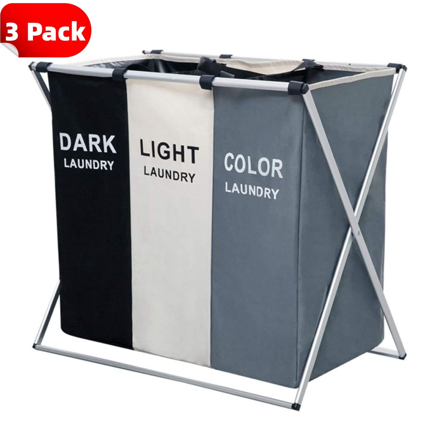 3PCS Hamper Laundry Sorters, Large Clothes Laundry Hamper Sorting