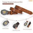 thumbnail image 5 of WHIPPY Western Belt for Men Women Embossed Leather Belts for Jeans Cowboy Cowgirl Belt with Bull Buckle, 5 of 6