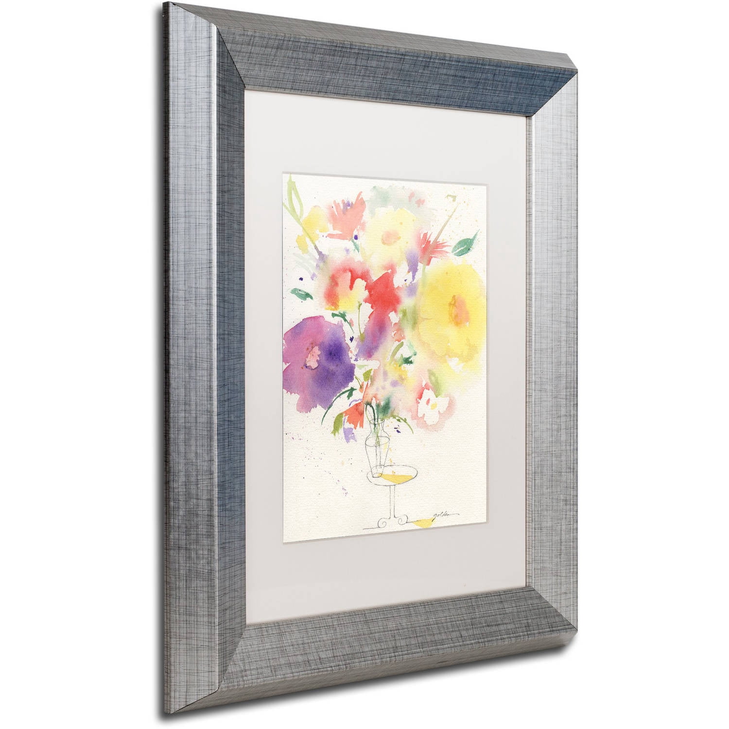 Trademark Fine Art 'Holiday Bouquet' Canvas Art by Sheila Golden, White Matte, Silver Frame