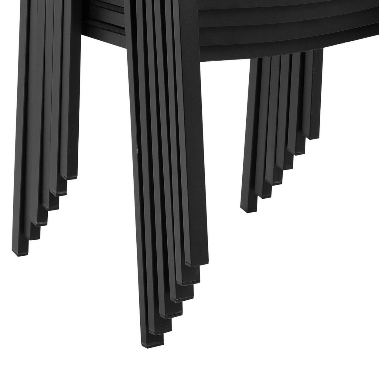 Fifi 21 Inch Set of 6 Dining Chairs, Black Aluminum Frame, Easily Stackable- Saltoro Sherpi - image 4 of 5