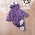 thumbnail image 7 of ZyeKqe Fleece Rompers for Newborn Full Zipper Cute Hooded Winter Thick Warm Fuzzy Casual Toddler Kids Jumpsuits(0-3 Months,Purple), 7 of 7