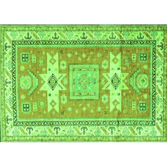 Ahgly Company Indoor Rectangle Geometric Green Traditional Area Rugs, 2' x 4'