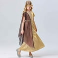 thumbnail image 5 of Huvoen Girl's Gold Dress for Halloween & Egyptian Cosplay,Medieval Vintage Short Sleeves Dresses with Belt Victorians Maxi Skirt Khaki 140, 5 of 9