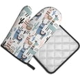 thumbnail image 2 of cixuoa Tropical Cactus Animal Lama Print Kitchen 7.2"X11" Oven Mitts and Pot Holders Sets, Safe for Baking,Cooking, BBQ, 2 of 6